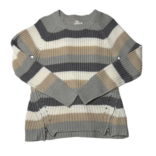 Sincerely Jules Neutral Striped Sweater Bundle M Coastal Grandma Cozy Knit Oversized - Image 8
