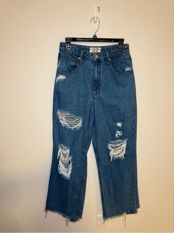 We The Free CRVY High Rise Straight Distressed Jeans - Image 3