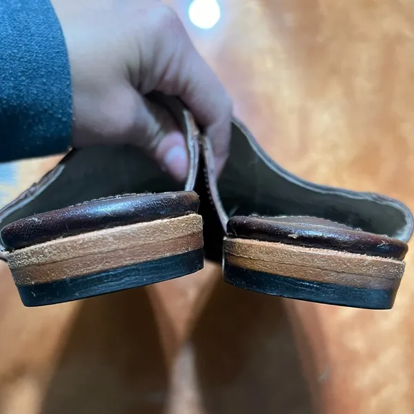Freebird Nola Leather Mules slides size 7 brown stitched - Image 7