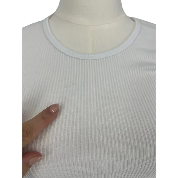 Alo Yoga Gather Long Sleeve White Ribbed Ruched Crop Top XS - Image 6