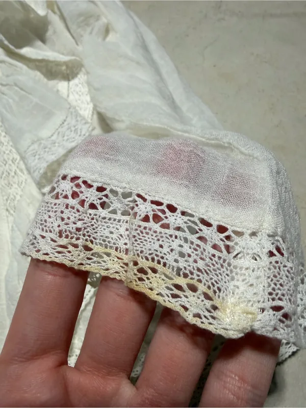 Free People Women’s White Ruffle Lace Peasant Blouse small - Image 5
