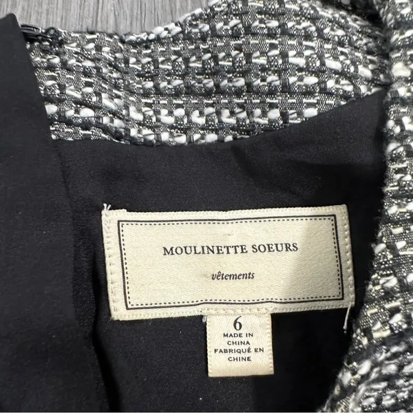 Anthropologie Moulinette Soeurs Grisaille‎ Shimmery Tweed Hourglass Dress Sz 6 - Image 6
