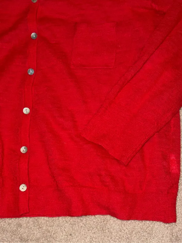DKNY Vintage Red Wool Mohair Cardigan Sweater Sz M Made in Hong Kong - Image 5