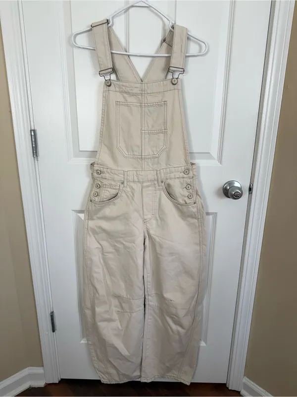 Free People We The Free Good Luck Barrel Overalls in Milk XS - Image 2