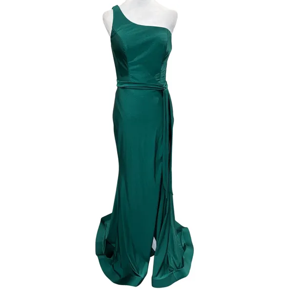 Cinderella Divine NWT Emerald Green One-Shoulder Gown Size M Formal Maxi‎ - Image 2
