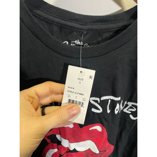 Rolling Stones Graphic Tee‎ Womens Small Black 1975 Tour Band T-Shirt Rock Music - Image 3