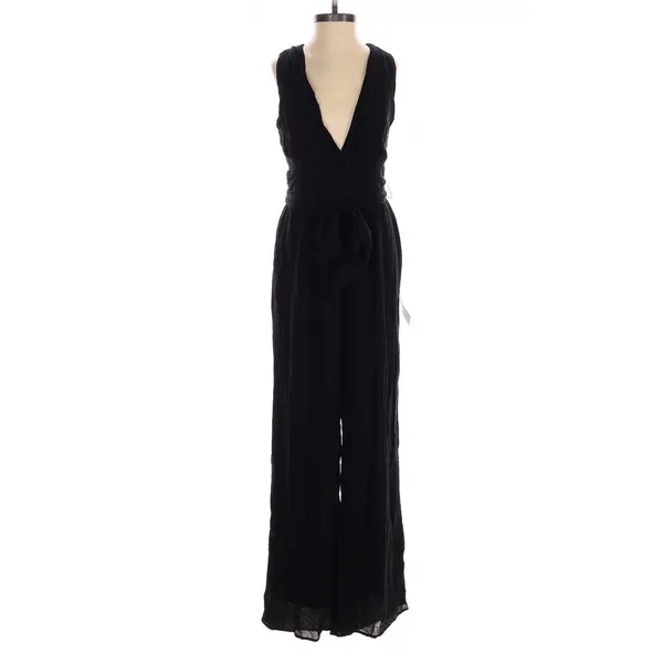 Lulus Trendy Aesthetic Black Smocked Tie Back Wide Leg Jumpsuit - Image 5