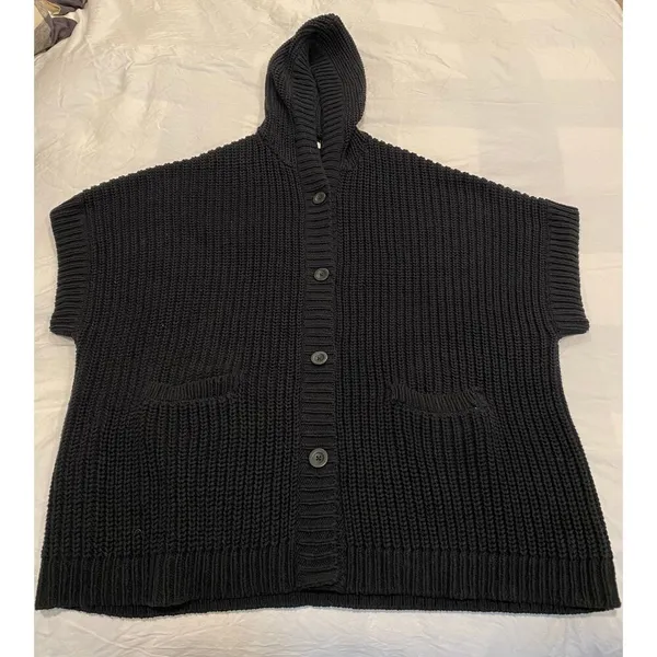 Aerie Dolman Sleeve Oversized Hoodie Tunic Sweater Black Women's Size Medium - Image 2