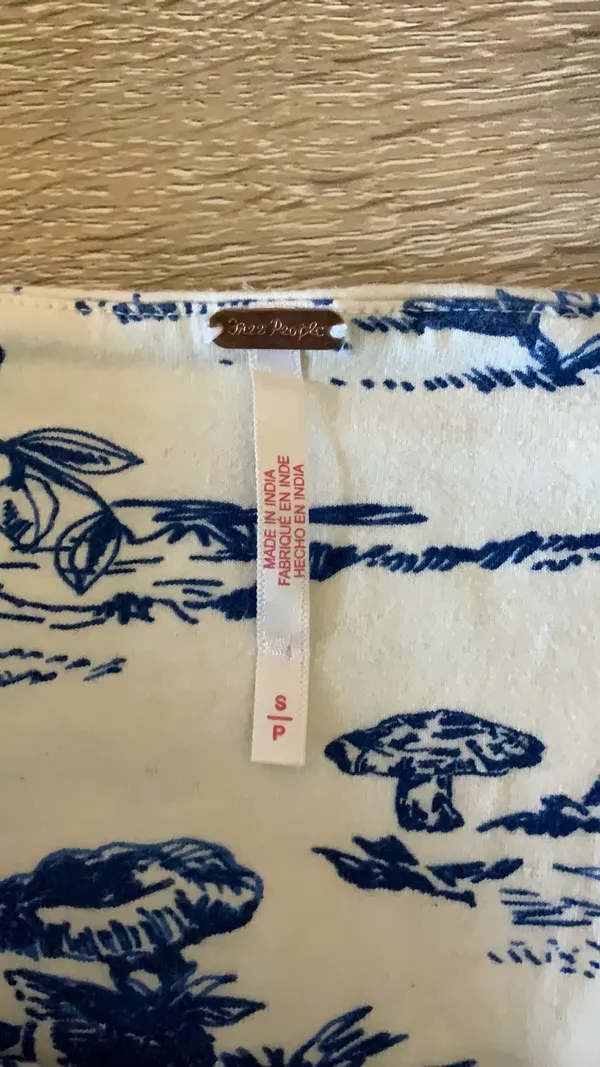 Free People Blue and Cream Tank Top - Image 3