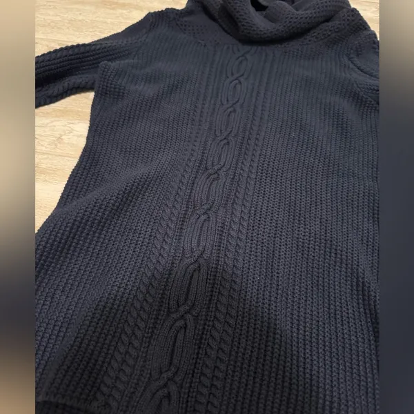 Nautica Navy Blue Cowl Neck Cable Knit Sweater Size Medium - Image 2
