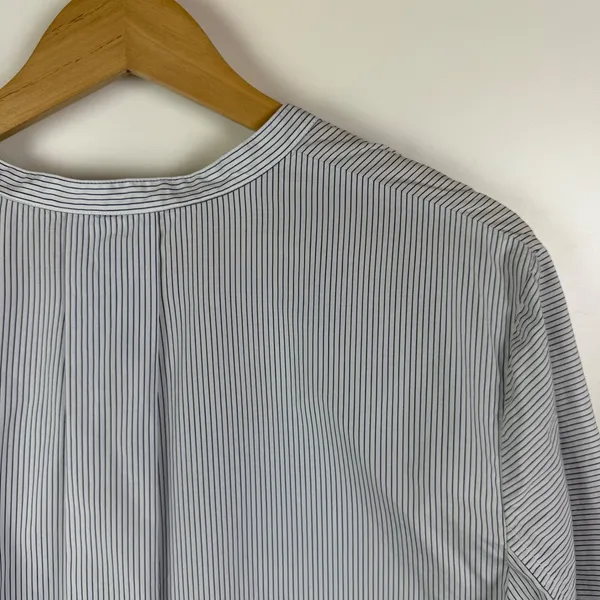 Vince Striped Band Collar Tunic Shirt Size XL Cotton Popover‎ Minimalist Capsule - Image 5