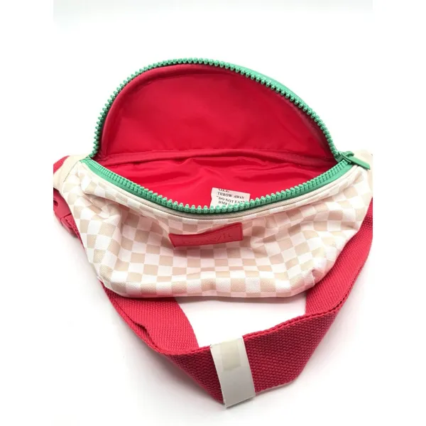 BENEFIT COSMETIC Checkered With Tan Pink Belt Bag/ Fanny Pack **‎ NWOT ** - Image 4