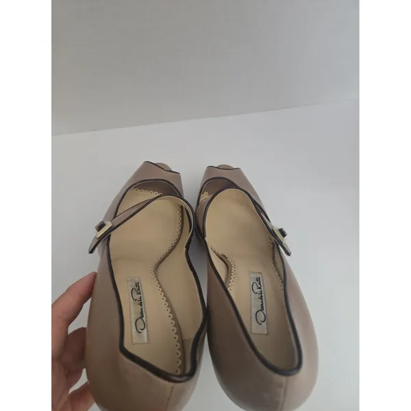Oscar de la Renta Tan Peep-Toe Heels size 38.5 EUR / 8 US - Image 9