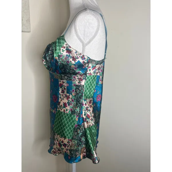 Vintage Y2K Meghan Noland Floral Patchwork Boho Satin Cami Sz M Fairy Grunge - Image 3