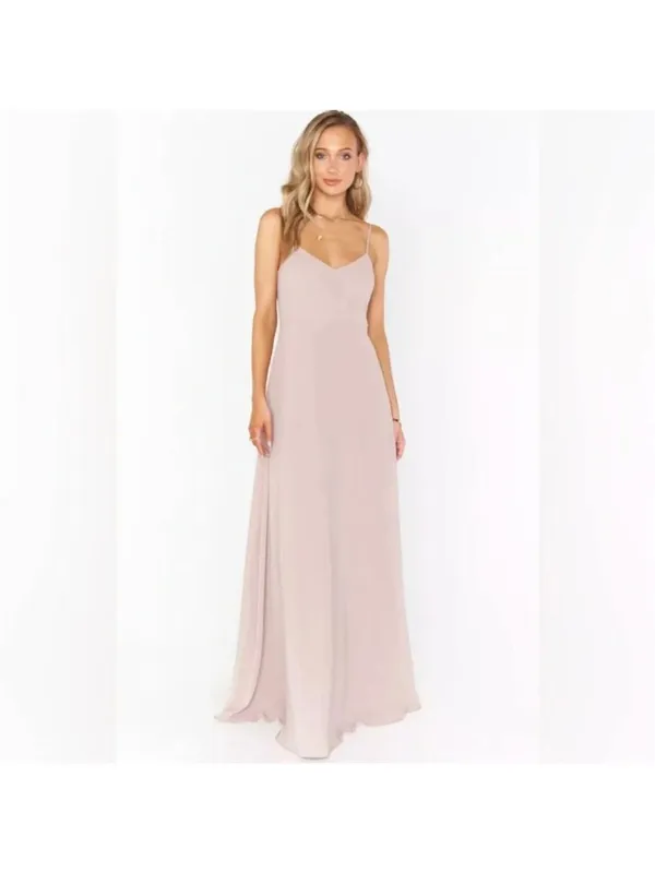 NWT Show Me Your Mumu Faith Chiffon Long Maxi Dress M Soft Beige - Image 2