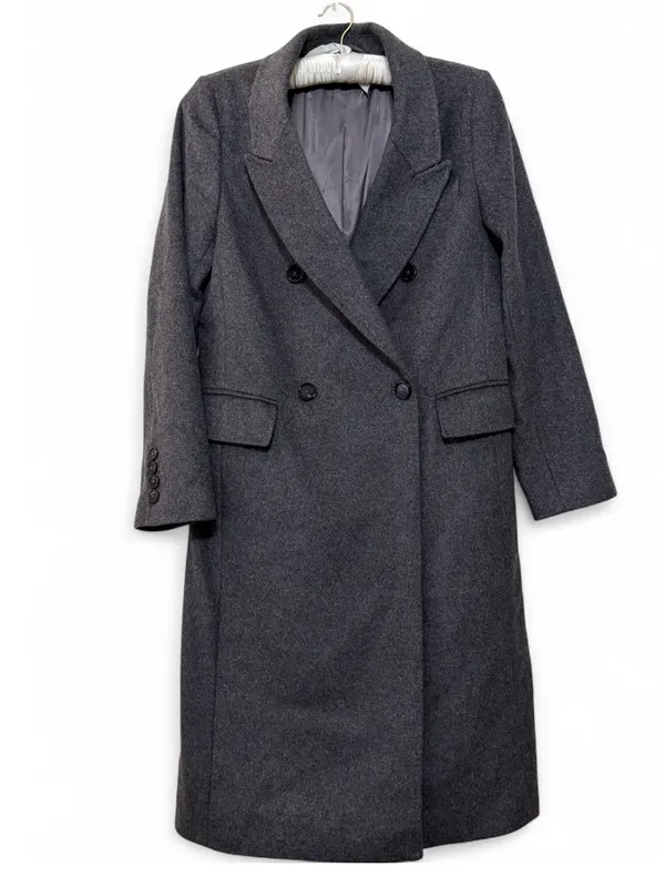 Quince Women’s Italian Wool Blend Double Breasted Long Coat Size Small - Image 4