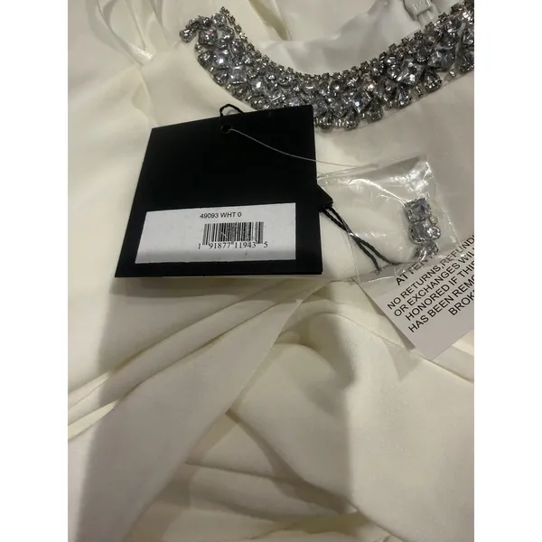 Mac Duggal 49093 White Rhinestone High Neck Trumpet Gown NWT Sz 0‎ $358 - Image 5