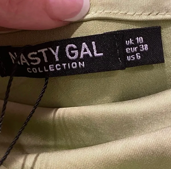 NWT Nasty Gal Green Mini Satin Slip Dress Cowl Neck 4 6 Party - Image 6