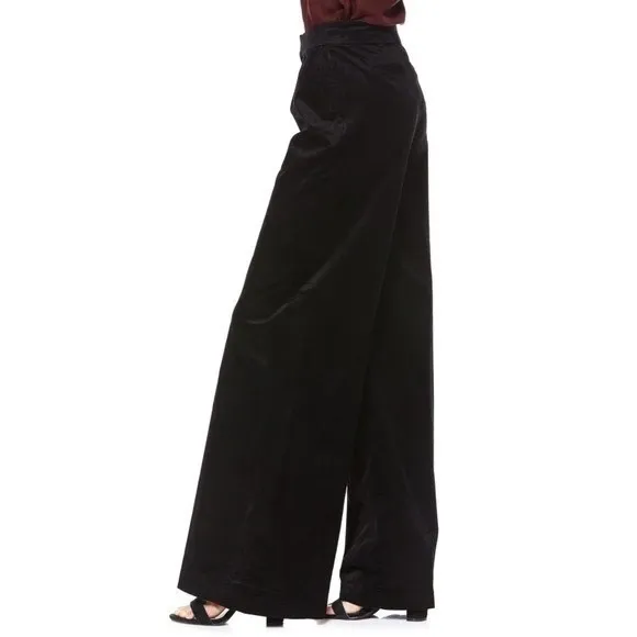 PAIGE Tinesha Corduroy Wide Leg High Rise Pants Solid Black Stretch Size 10 - Image 6