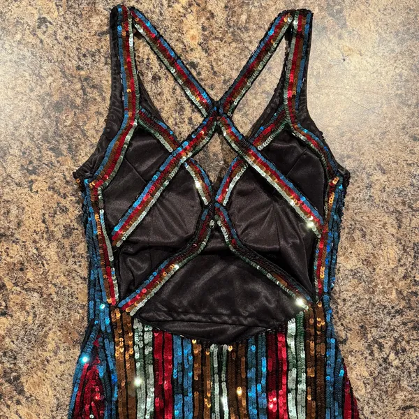 Primavera Dress All Over Sequin Y2K Disco Retro Statement‎ Glam Party Colorful 2 - Image 4
