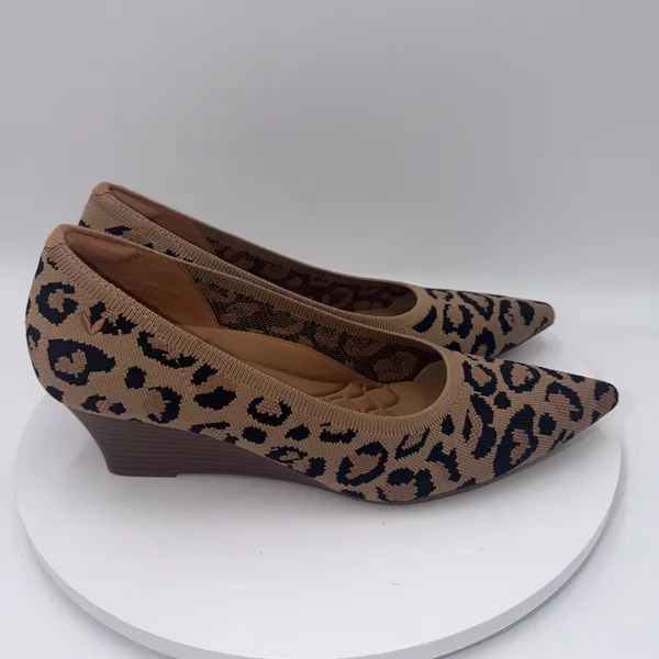 Vivaia Leopard Print Knit Pointed Toe Wedge Pumps Brown Black Size 40.5/9-9.5 - Image 2