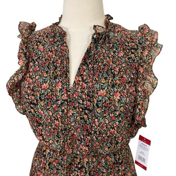Prairie BB Dakota Multicolor Sleeveless Flutter Ditsy Floral Chiffon Maxi Dress - Image 3