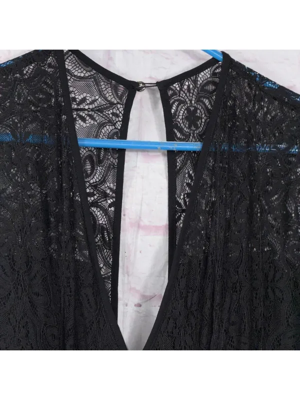 XOXO Black Lace Wide Leg Jumpsuit Women’s Medium Elegant Evening Party - Image 6