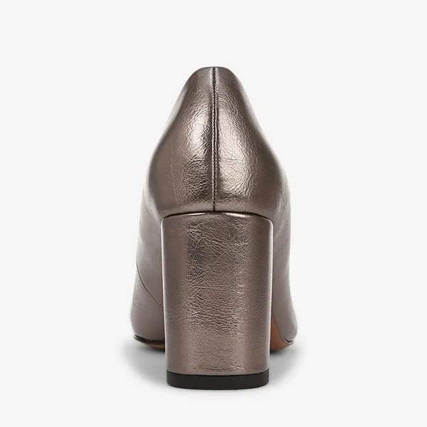 Franco Sarto Giovanna Pump- Pewter Metallic Faux Leather- Size 8.5M - Image 3