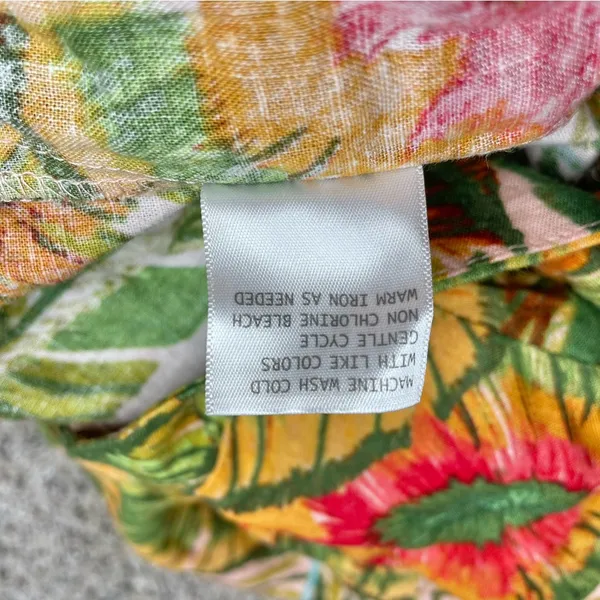 Cynthia Rowley Linen Blend Multicolor Tropical Wide Leg Jumpsuit Medium M - Image 8