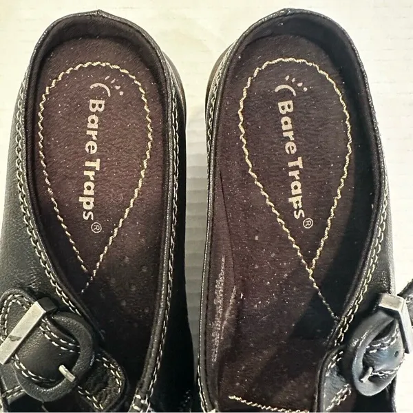BareTraps Huntley Leather‎ Upper Mules Women's 6.5 Black Buckle Boho Casual NWOT - Image 4