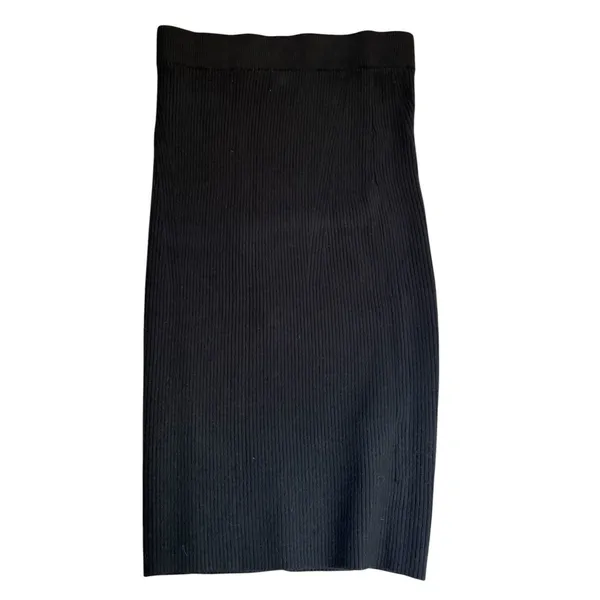 Abercrombie & Fitch NWT Black Ribbed Knit Midi Skirt‎ Side Slit Small NEW - Image 3
