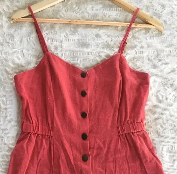 Orange Red Linen romper Size M - Image 2