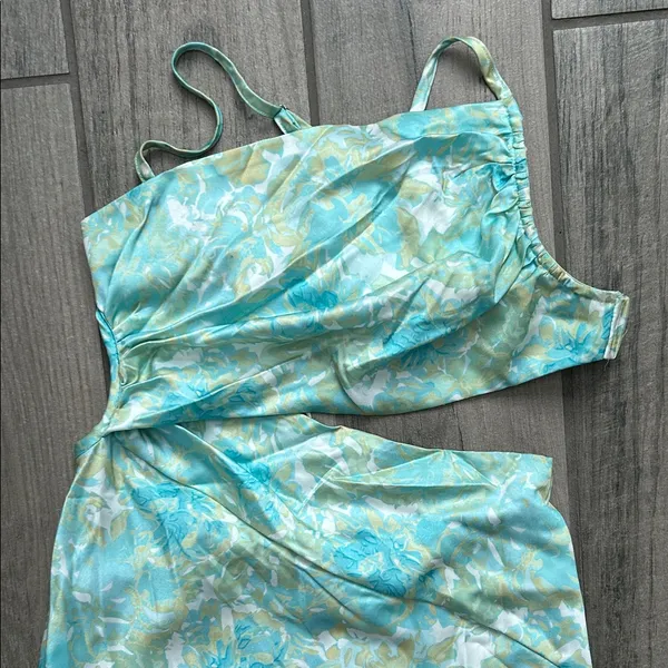 Hello Molly Aqua and Yellow Dress - Image 3
