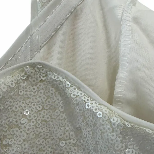 Mainstrip White Sequin Strapless Bow Front Mini Dress Size Medium - Image 2