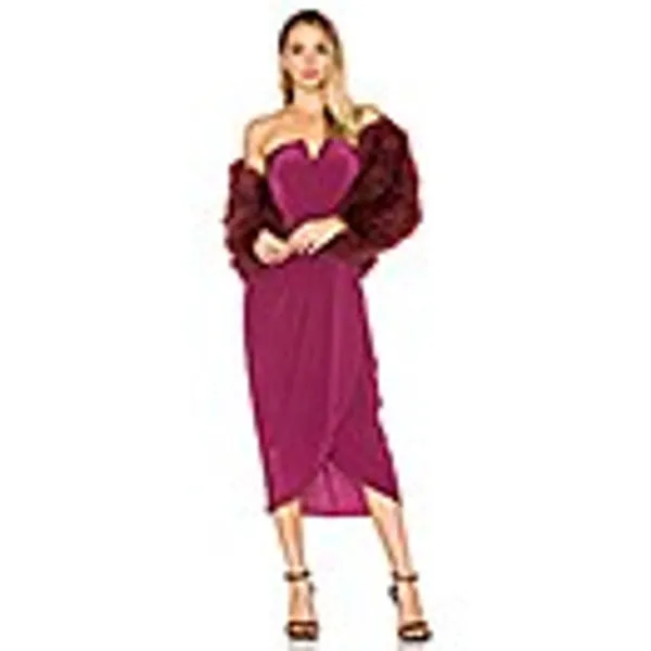 Yumi Kim Glamour Night Womens S Midi Dress Burgundy 100% Silk‎ Cocktail Party - Image 10