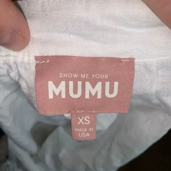 Show Me your Mumu Mazzy white linen ruffled boho XS babydoll top - Image 4