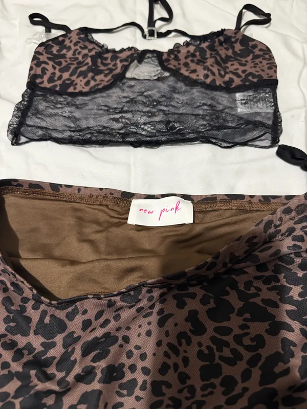 Dolls Kill New Pink Animal Print Skirt Set - Image 4