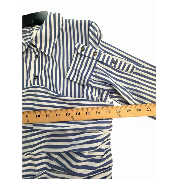 Veronica Beard Shirt Small Blue White Striped Nautical Baylor Top Blouse #GG6-6 - Image 7