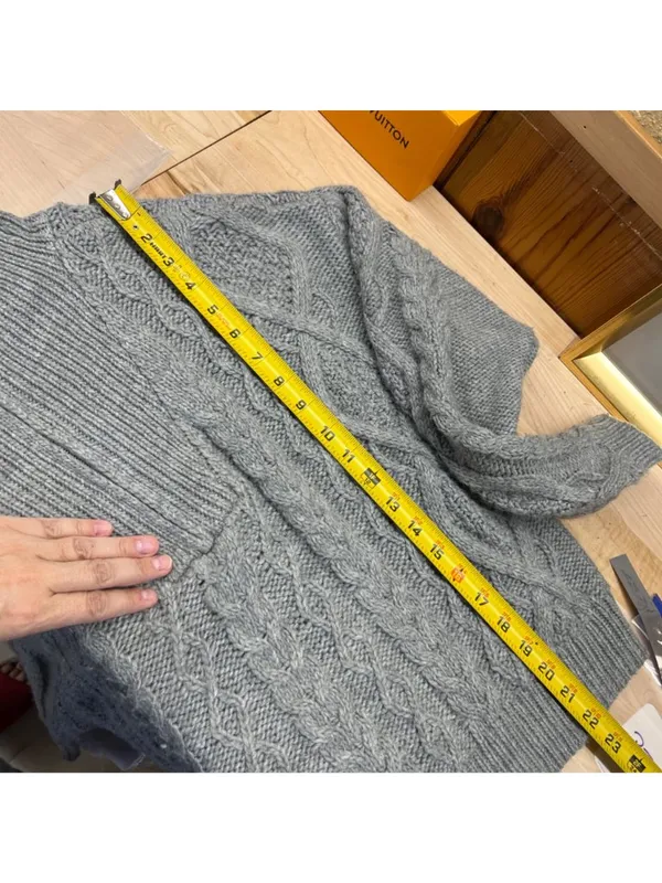 Lucky Brand Gray Cable Knit Half-Zip Pullover Sweater Womens Size Large - Image 10