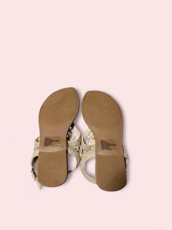 Madden NYC Women's Crochet Thong Sandals in Beige - Image 6