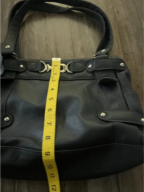 VTG Y2K Black Horsebit Hardware Shoulder Bag Genuine Leather - Image 6