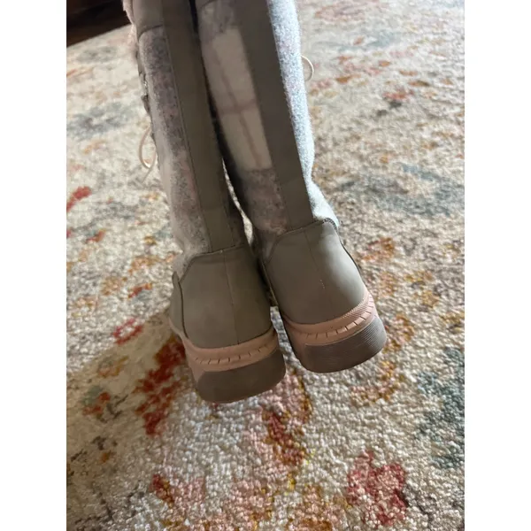 Hayleigh Womens Grey Pink Plaid Faux Fur Lined Winter Boots Size 8.5 Lace Up Zip - Image 5