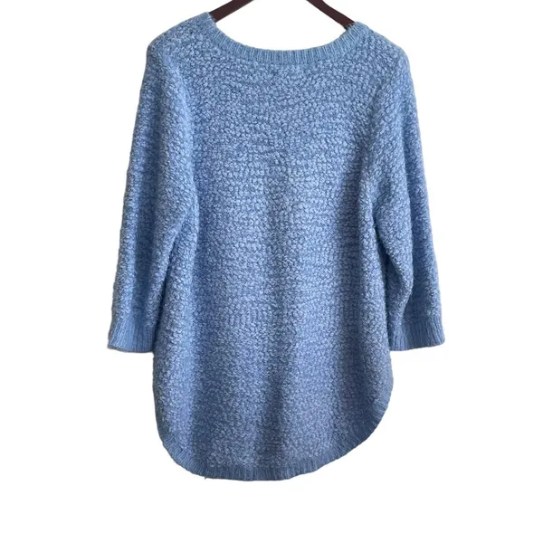 Studio JPR Sweater Women XL Blue Crew Neck 3/4 Sleeve Sherpa Fuzzy‎ Cozy Casual - Image 3