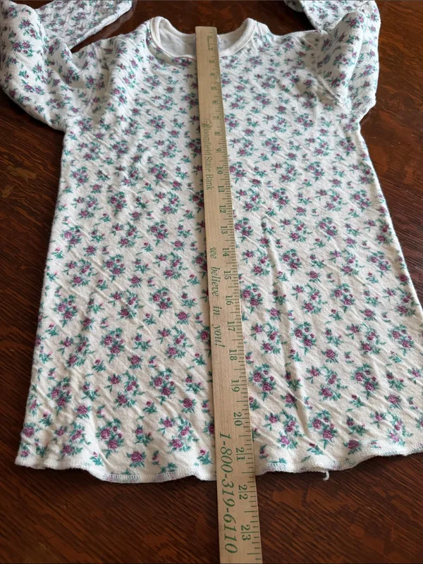 Duofold pajamas White Floral Long-Sleeve Thermal Shirt size small - Image 6