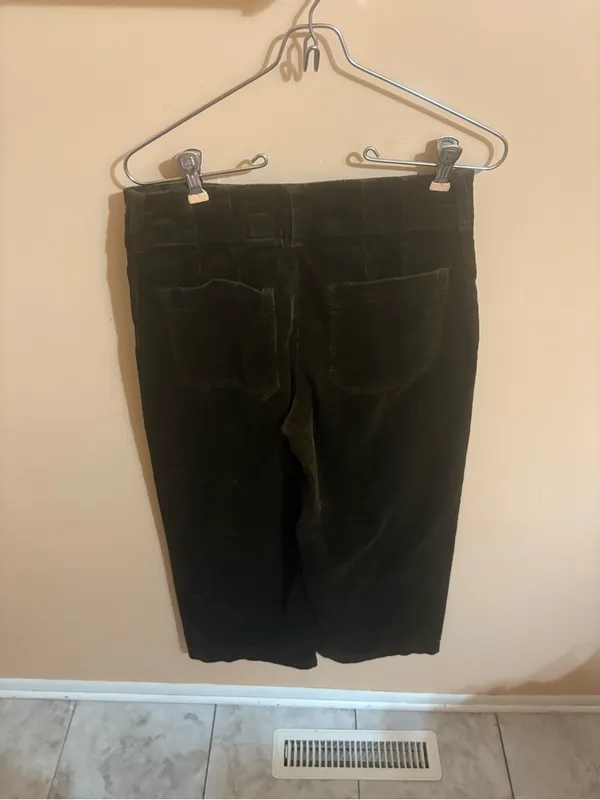 Anthropologie Maeve Colette Cropped Wide Leg Corduroy Pants in Dark Olive - Image 4