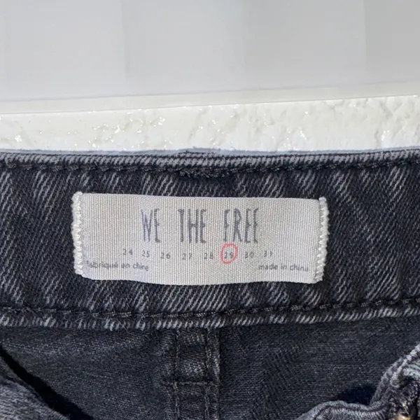 Free People Black Faded Distressed Denim Skirt - Image 3