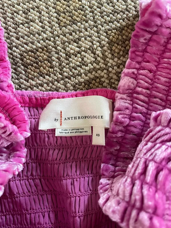 Anthropologie Pink Velvet Top - Image 2