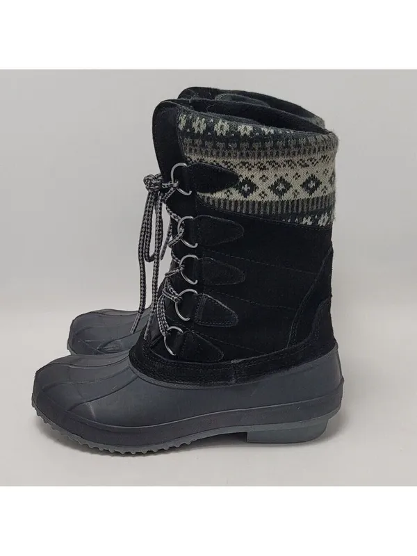 Khombu Cozy K-Comfort Womens Sock Faux Fur Lined Lace Up Duck Winter Boot Sz 7M - Image 6