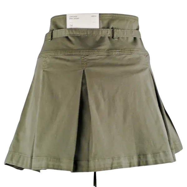 American Eagle Low-Rise Mini Skort A Line Pleated Tie Belt Olive Green Sz. 14 - Image 3