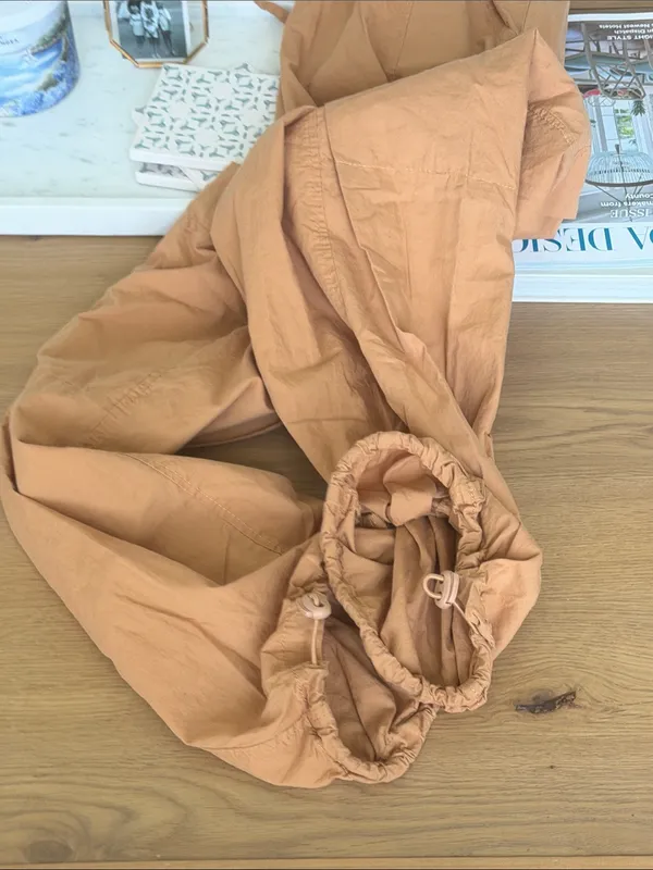 Rip Curl South Bay Cargo Pants Cotton Poplin Drawstring Utility Tan L - Image 14
